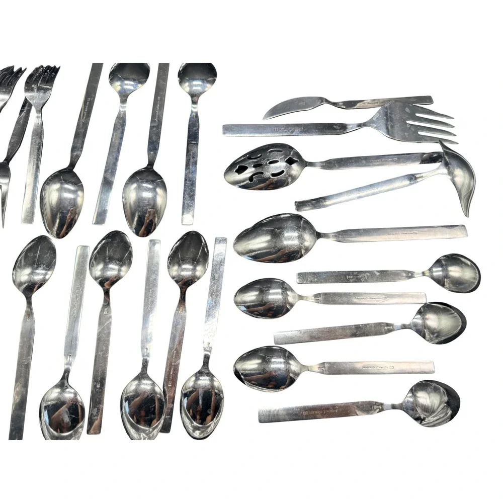 Rogers Vogue MCM Flatware Set Textured Handle 54 Pieces Service for 8 PLUS